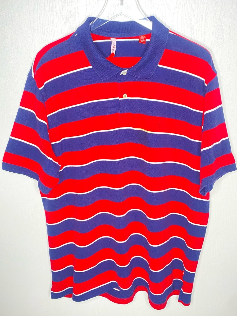 Izod golf polo shirt Red White Blue Stripe short sleeve size XXL